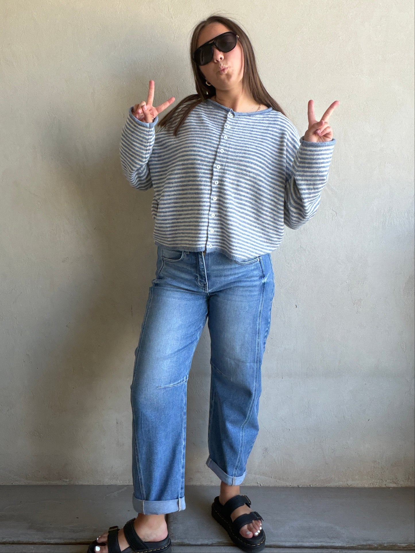 Bridget Cardigan in Dusty Blue