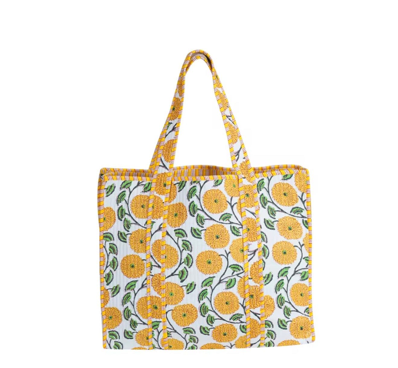 PREORDER | Mindee Quilted Bag – Mustard & Green | Ships Mid-October