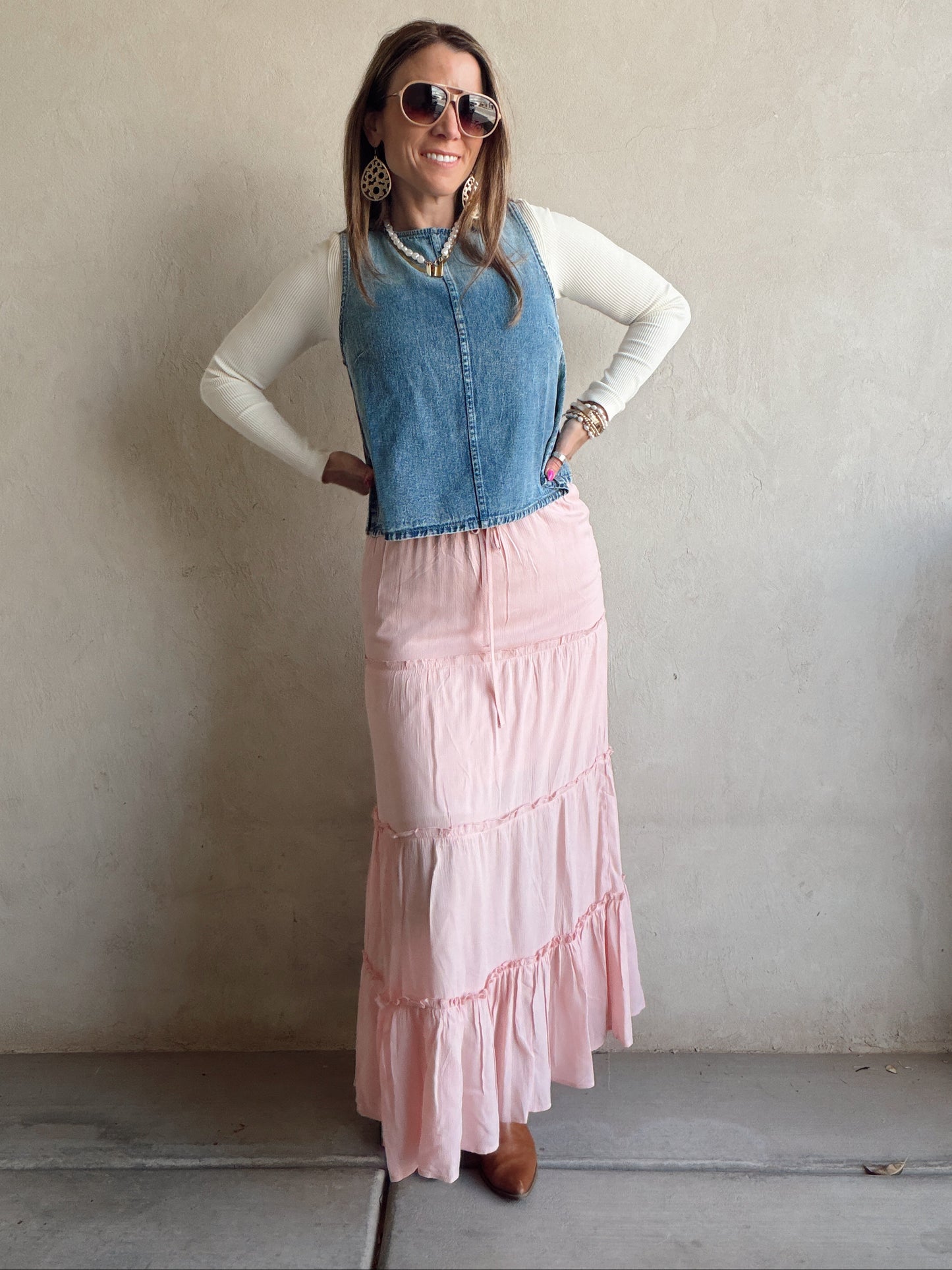 Terry Maxi Skirt in Pink