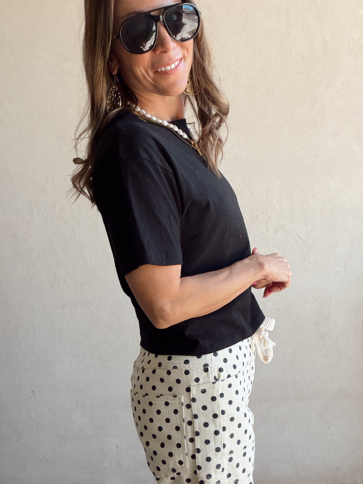 Ashley Cotton Tee in Black