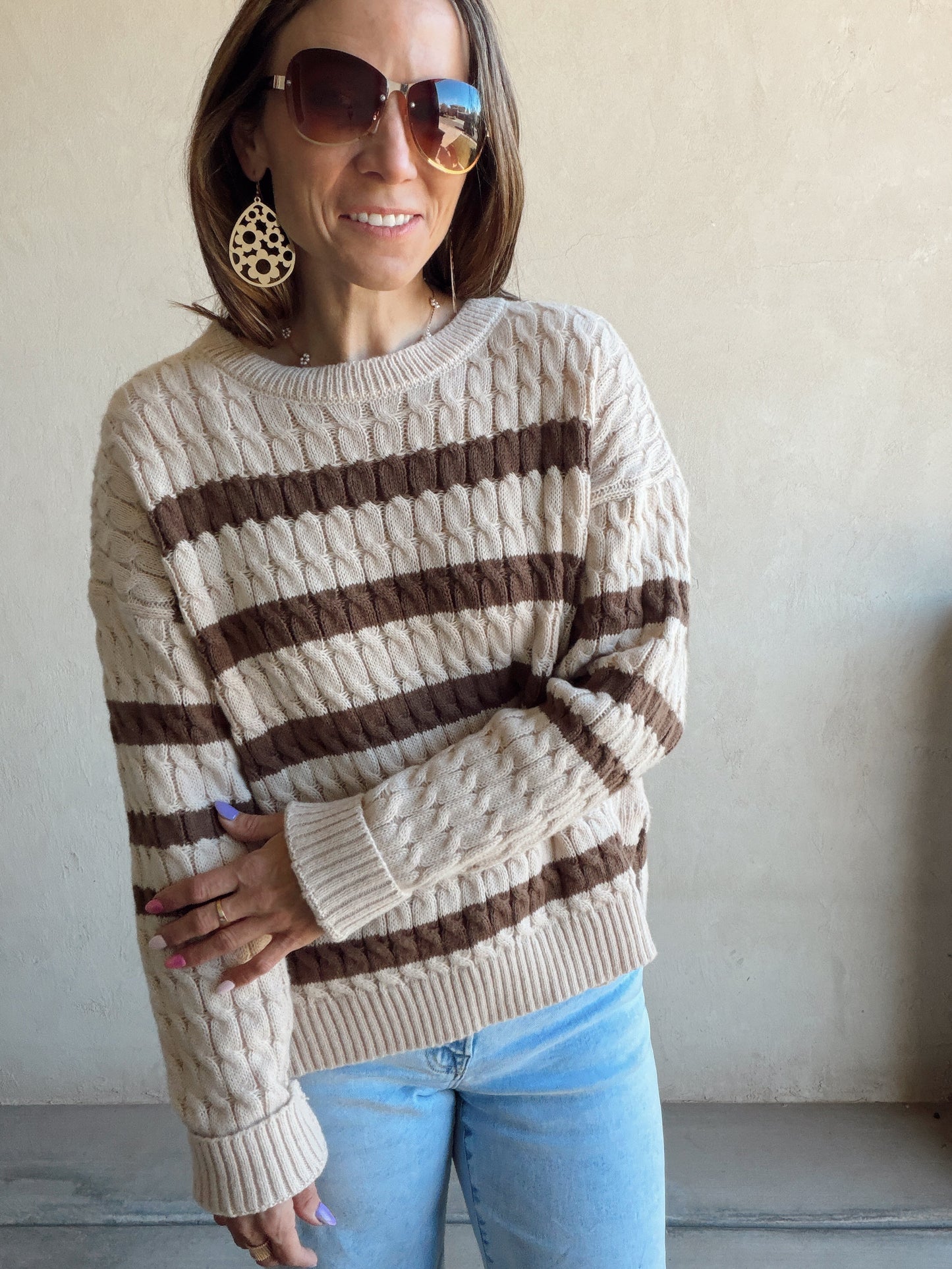 Katie Sweater in Tan & Brown
