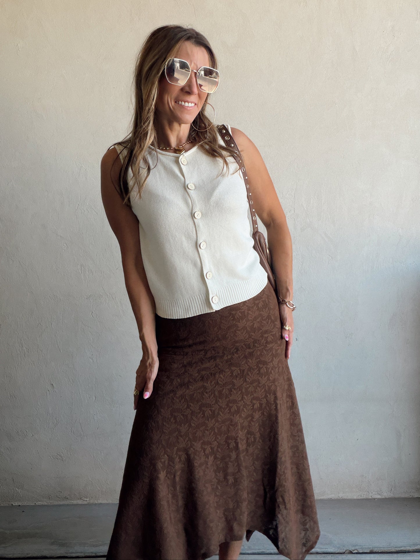 Lachelle Lace Skirt in Brown