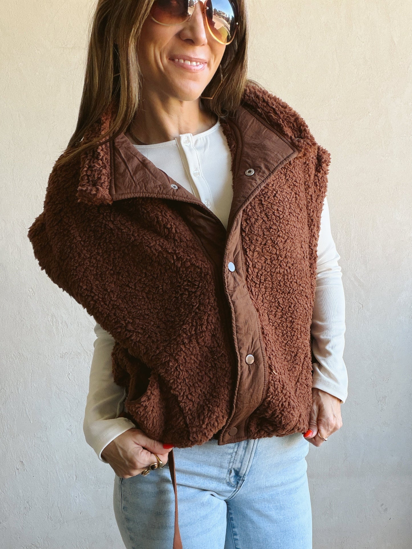 Karissa Sherpa Vest in Chocolate