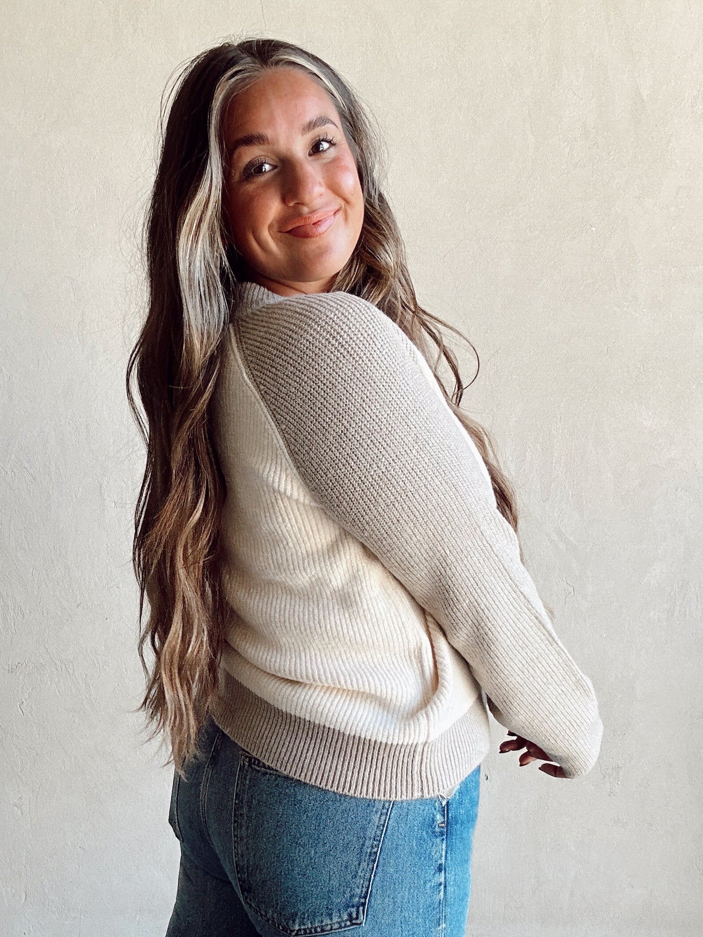 Cindy Cardigan in Taupe & Cream