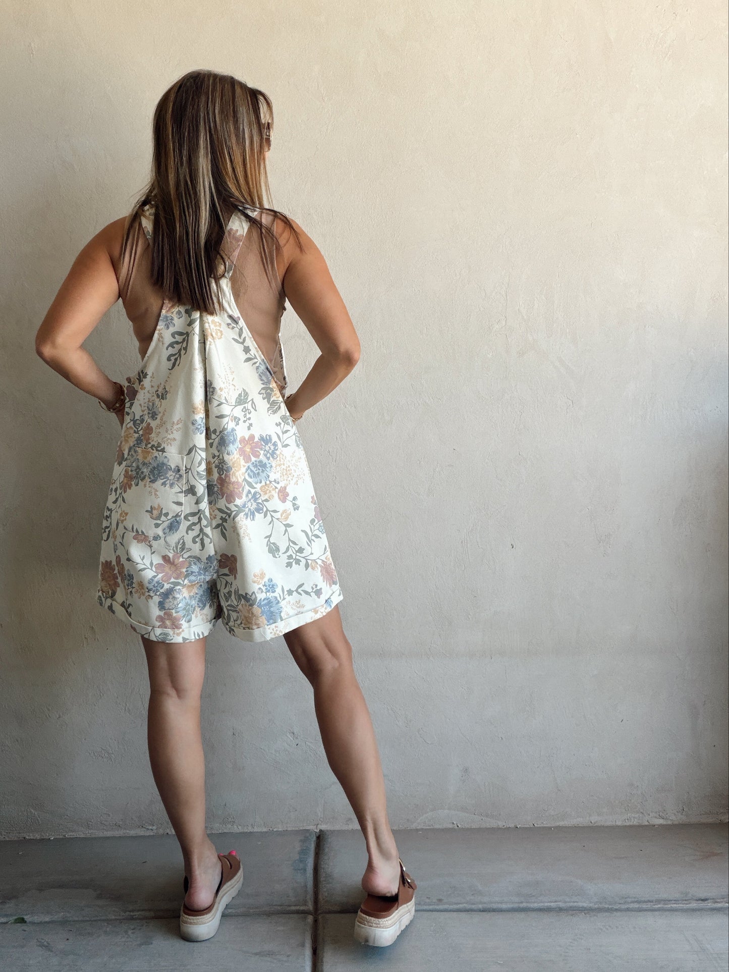 Olivia Overalls in Cream Floral
