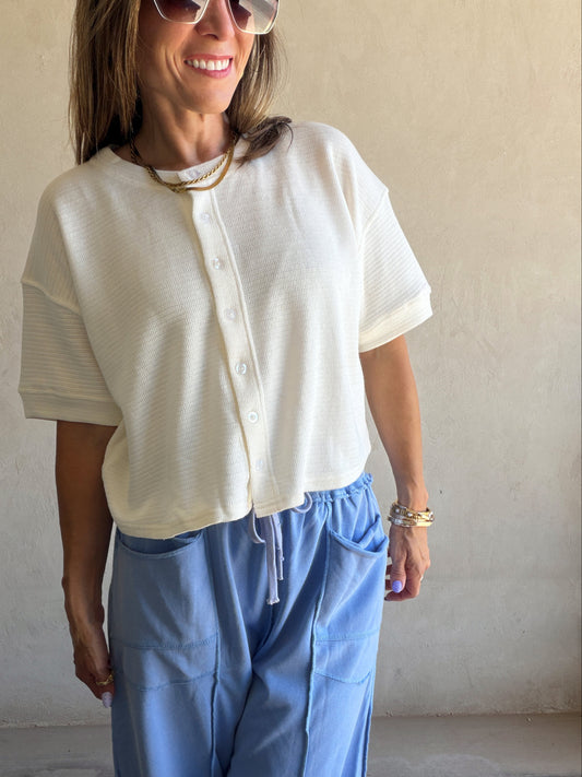 Mal Textured Top in Cream