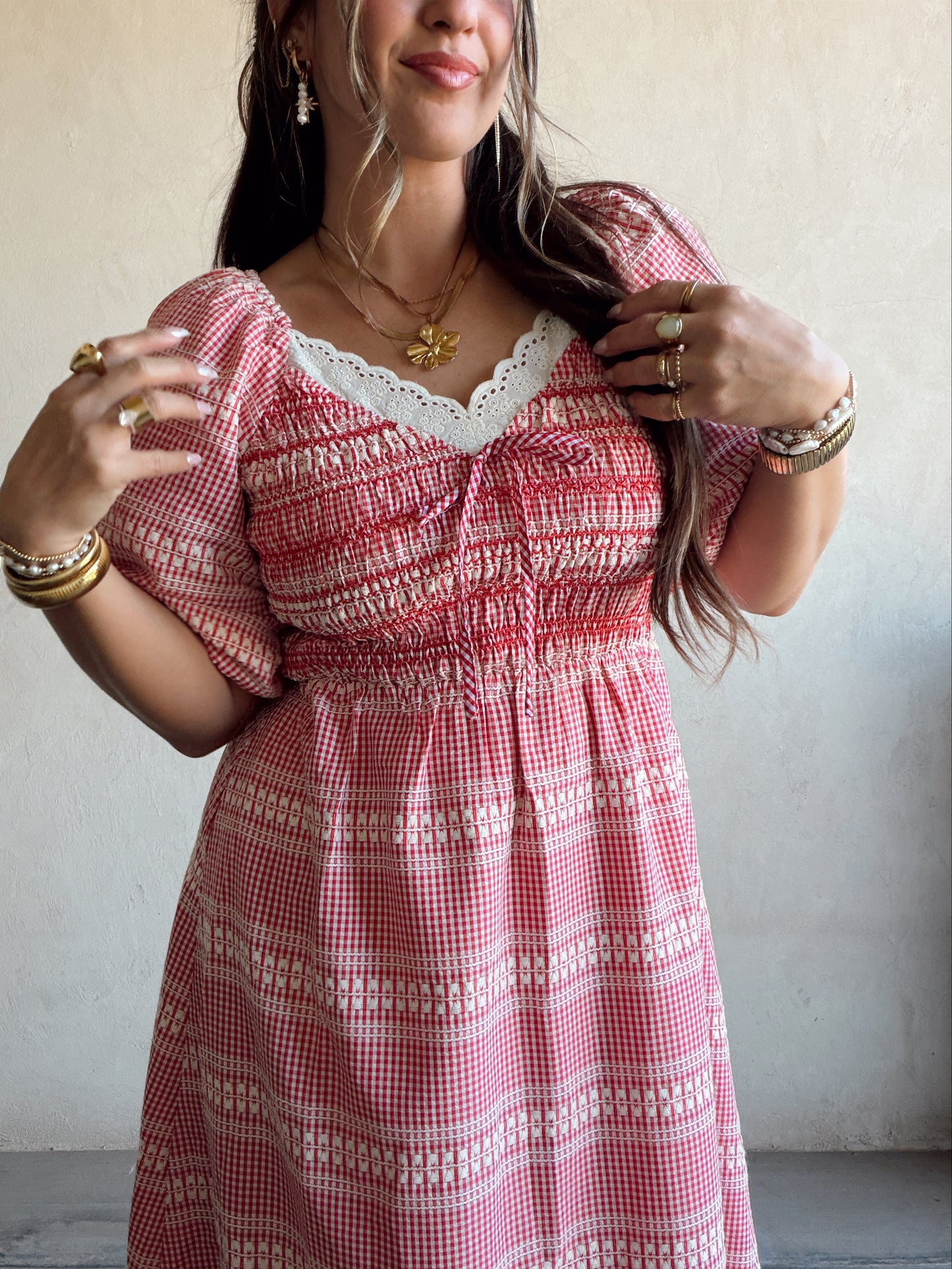 Liliana Dress in Red Check