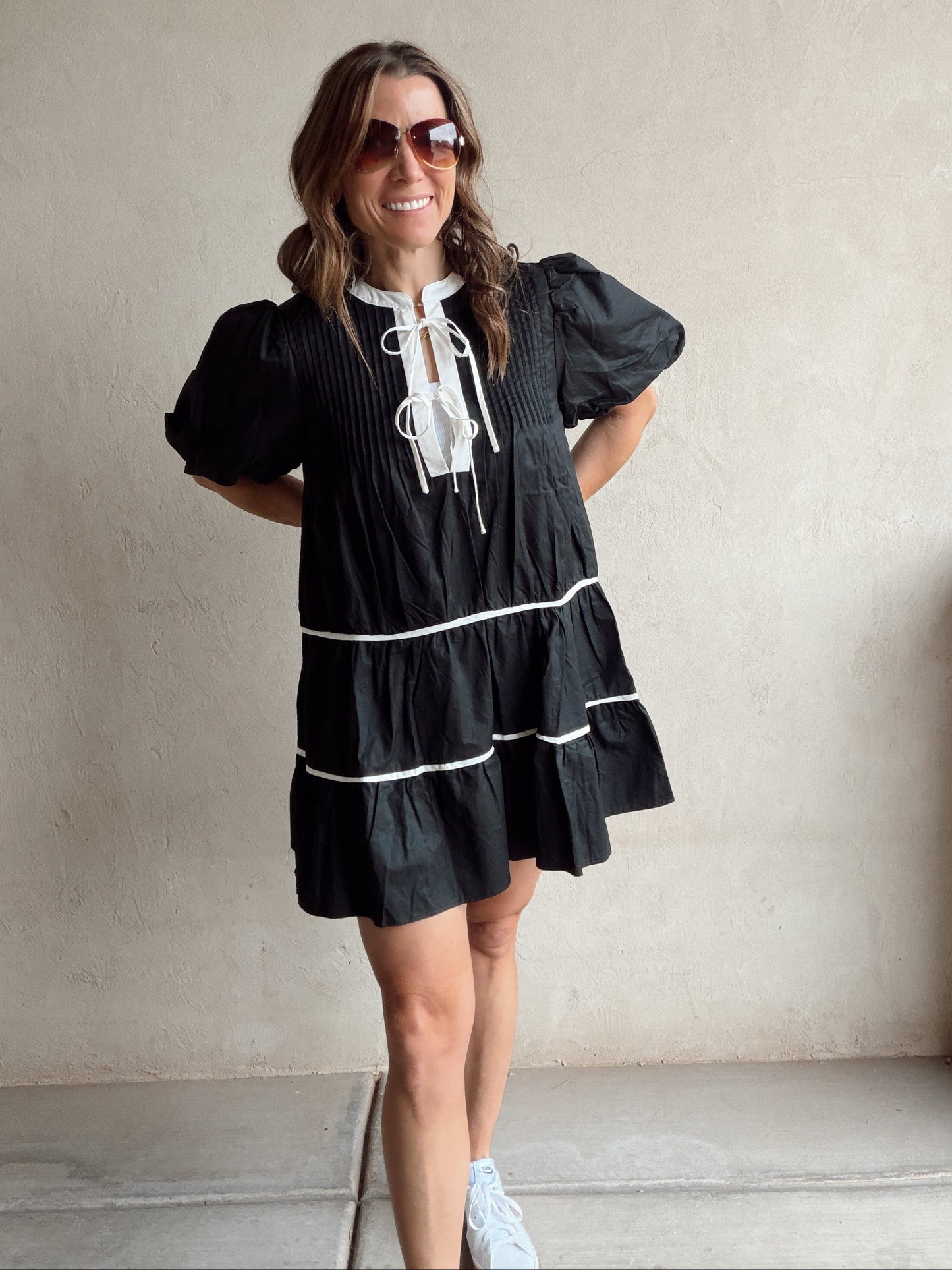 Piper Tiered Midi Dress in Black