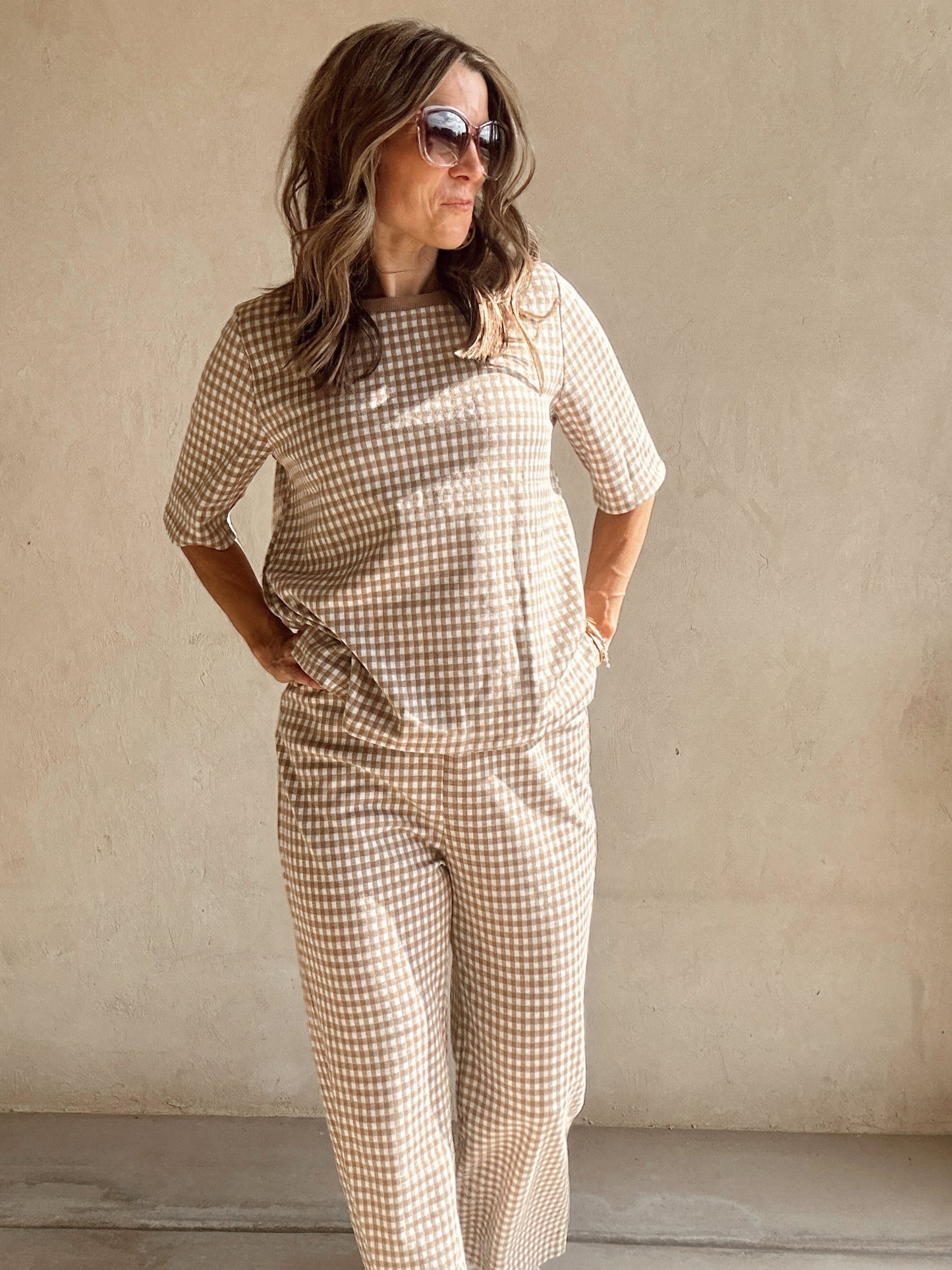 Jenny Knit Set in Mocha & White