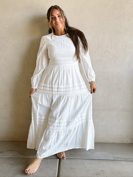 Margo Tiered Dress in White