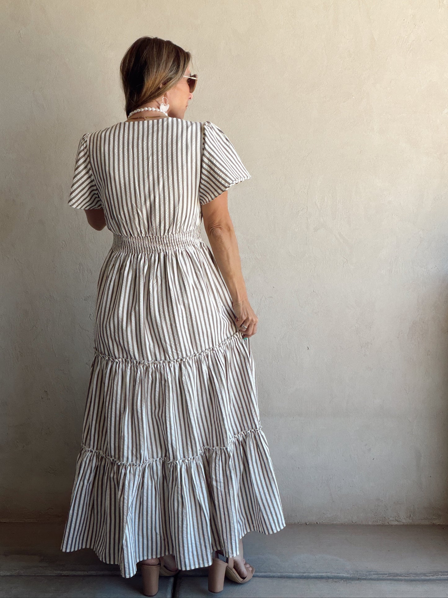 Eden Dress in Cream & Mocha