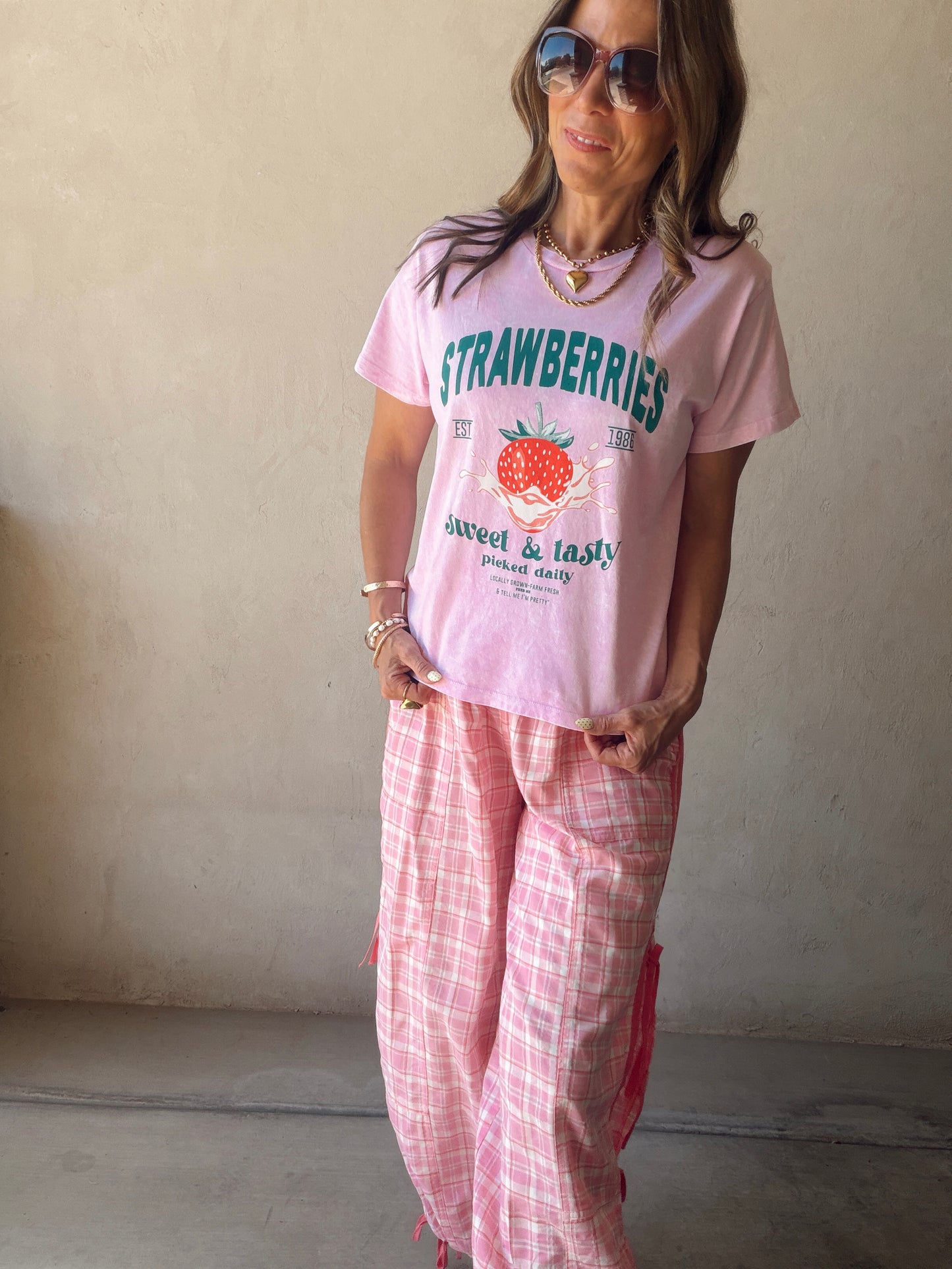 Channing Strawberries Tee in Pink