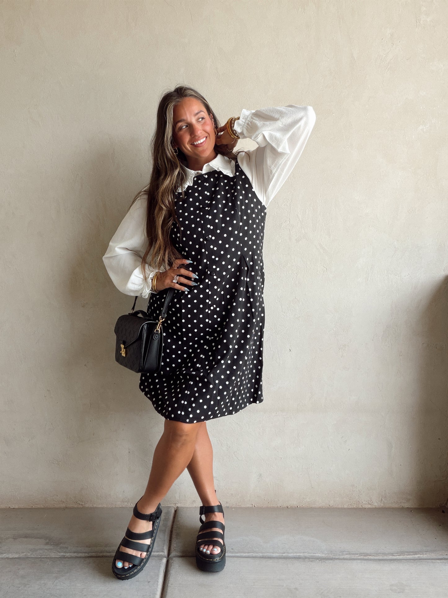 Keelee Polka Dot Dress in Black & White