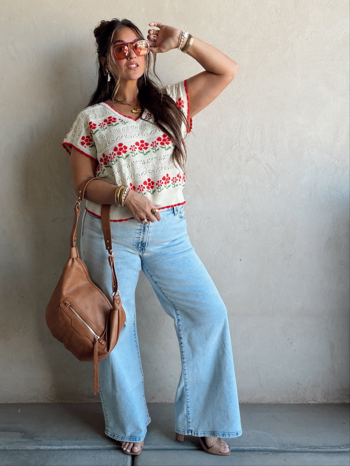 Kendall Floral Top in Cream Floral