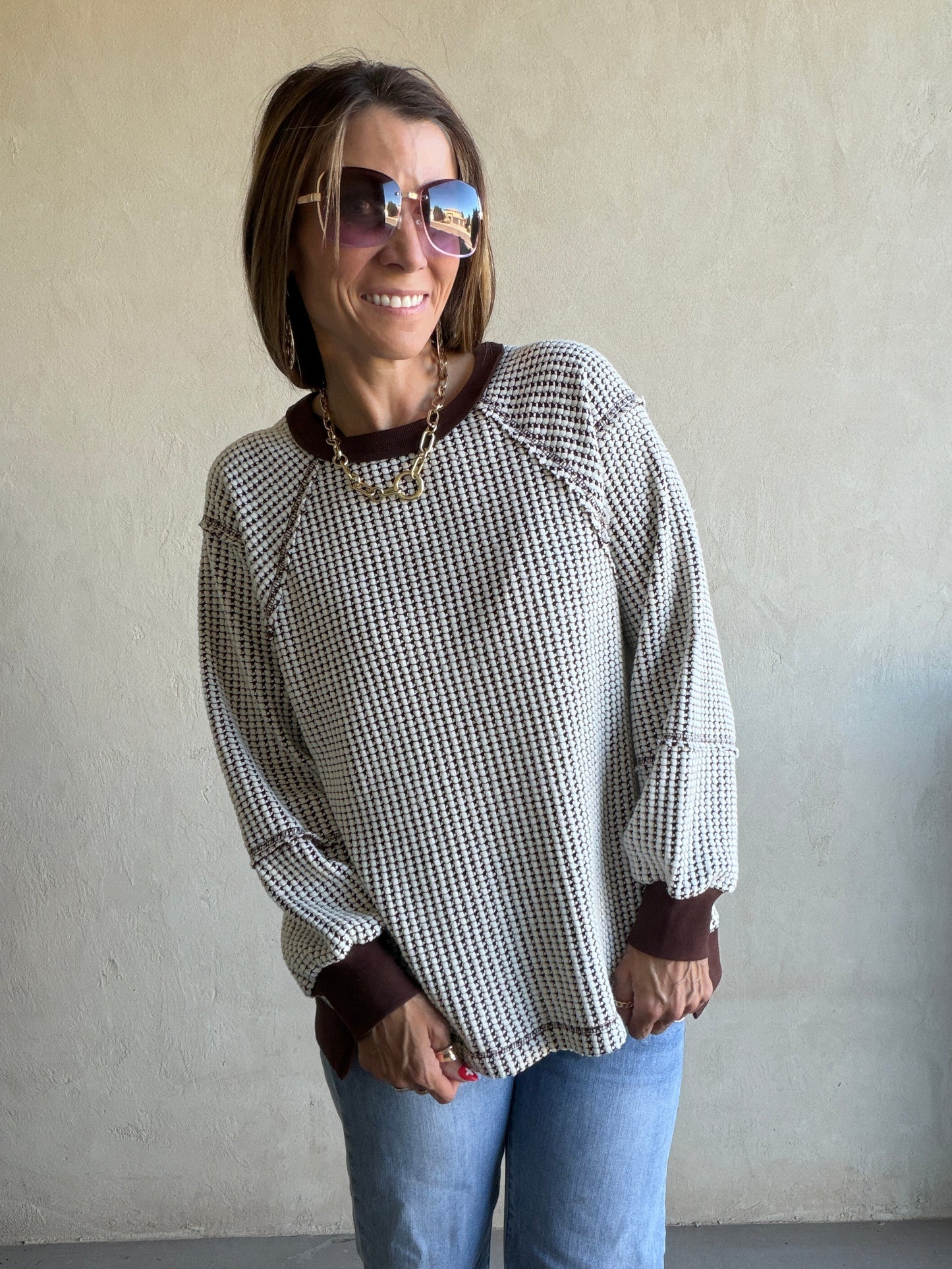 Adalyn Pullover in Chocolate & Ivory
