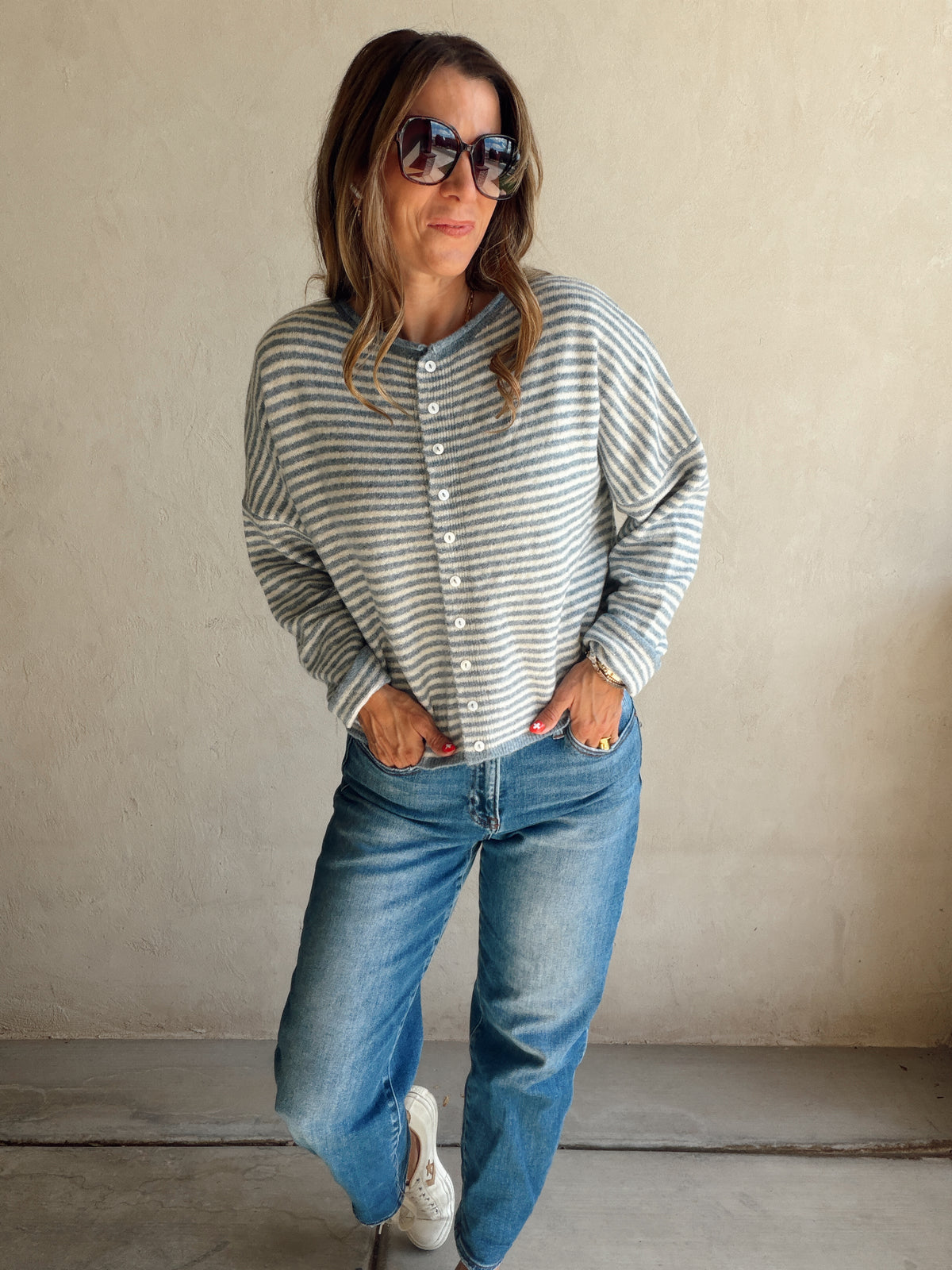 Bridget Cardigan in Dusty Blue