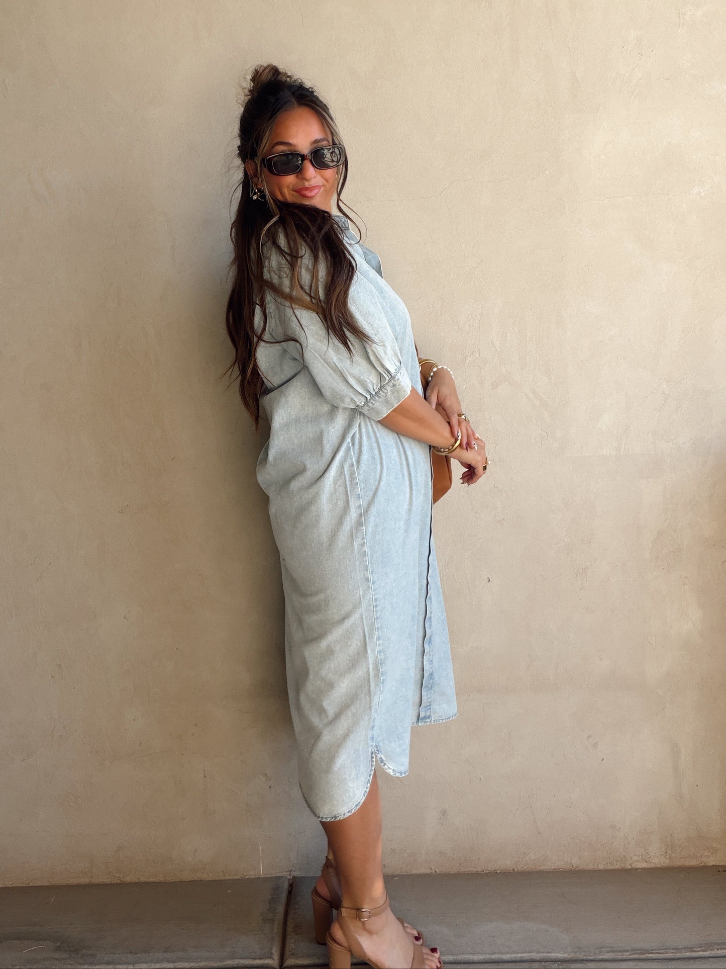 Anya Denim Dress in Light Wash