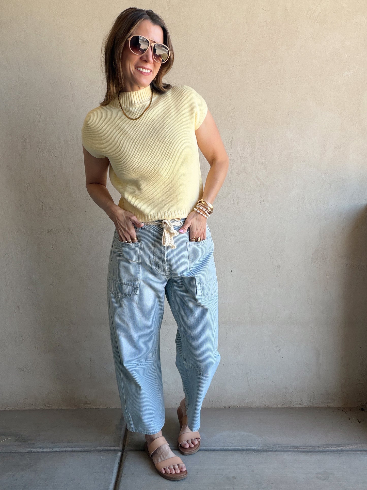 Georgia Striped Barrel Pants Blue & White