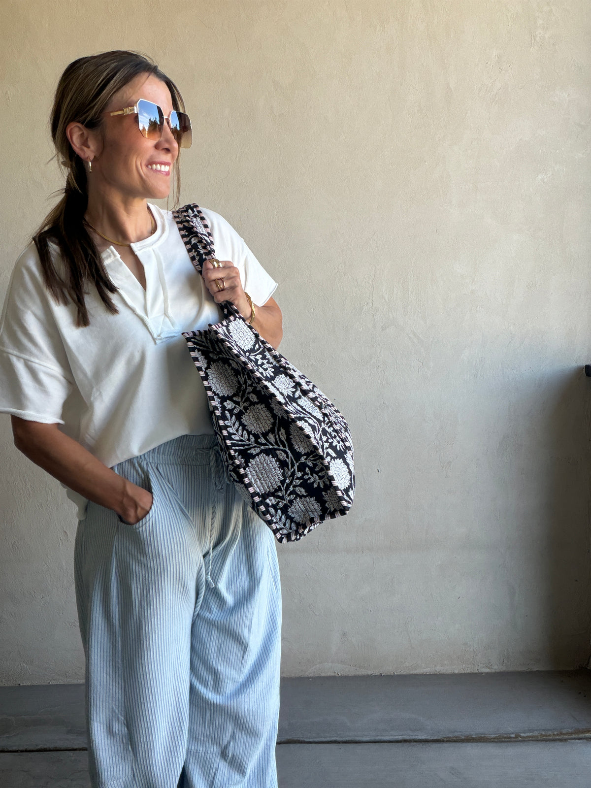 Mindee Quilted Bag – Black & White