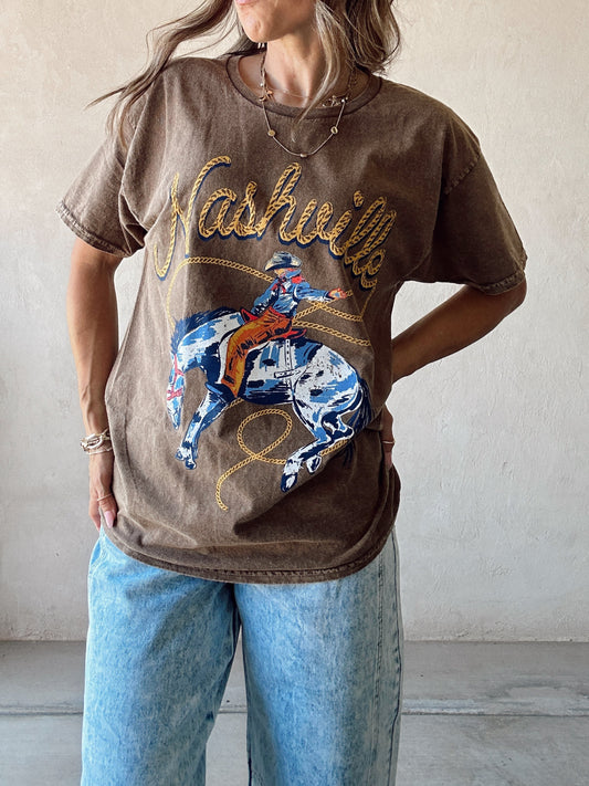 Nashville Mineral Washed Tee in Mocha