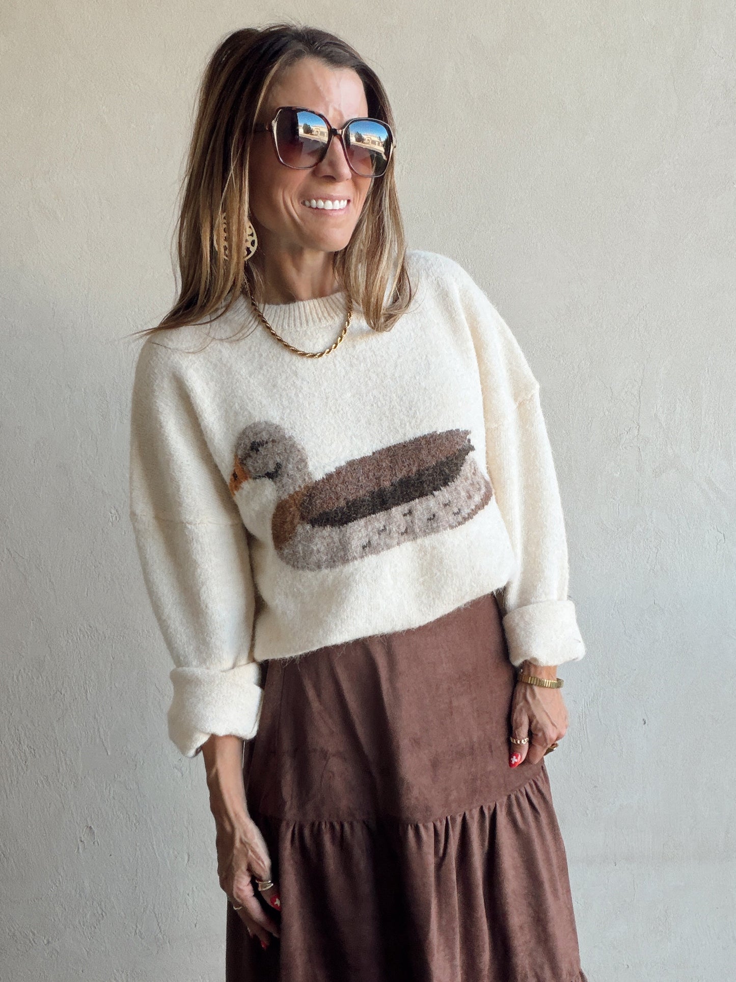 Mallard Duck Sweater in Cream