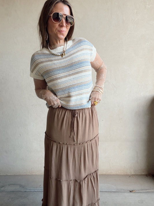 Terry Maxi Skirt in Brown