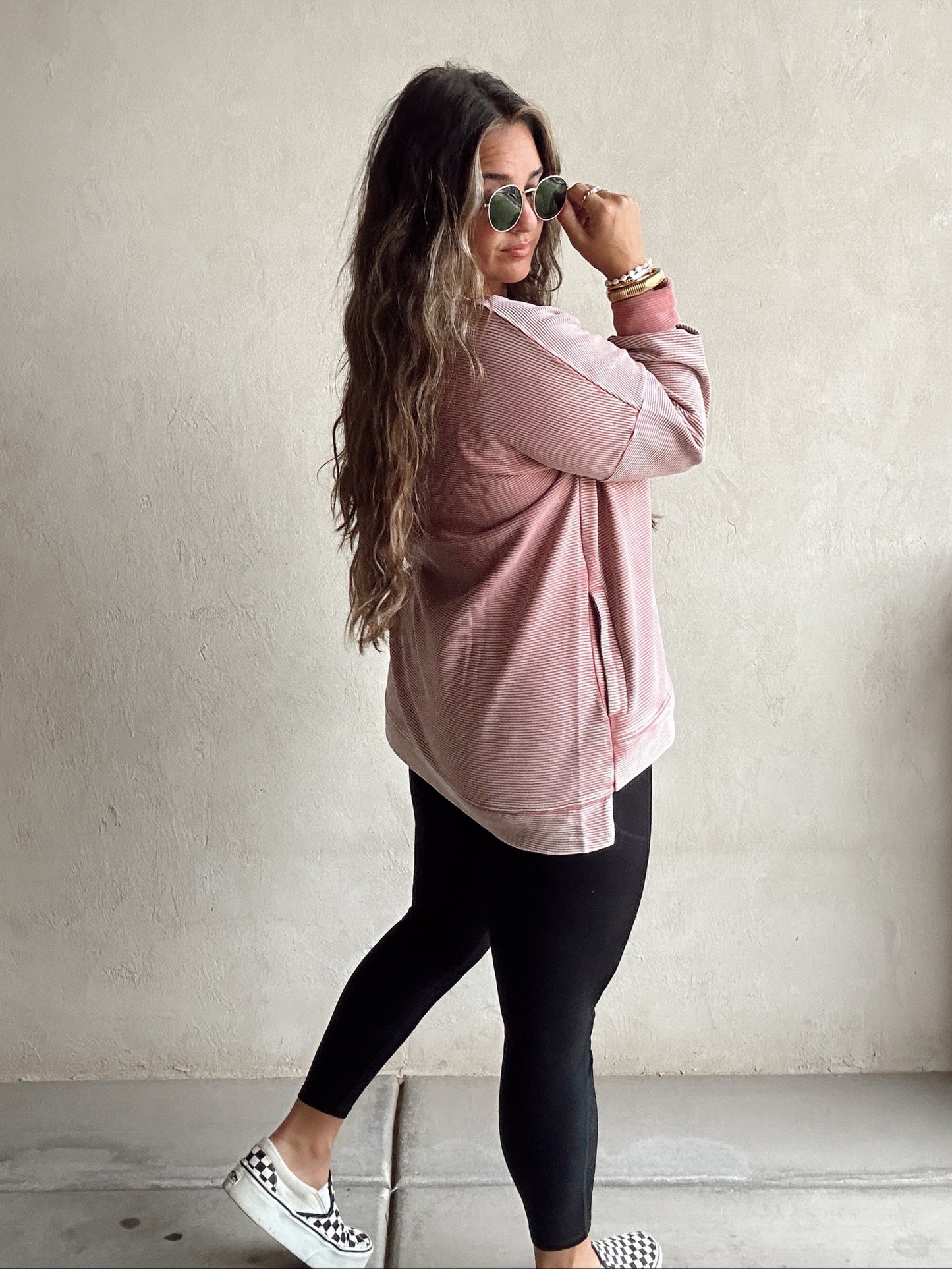 Dallas Double Ribbed Pullover in Light Mauve