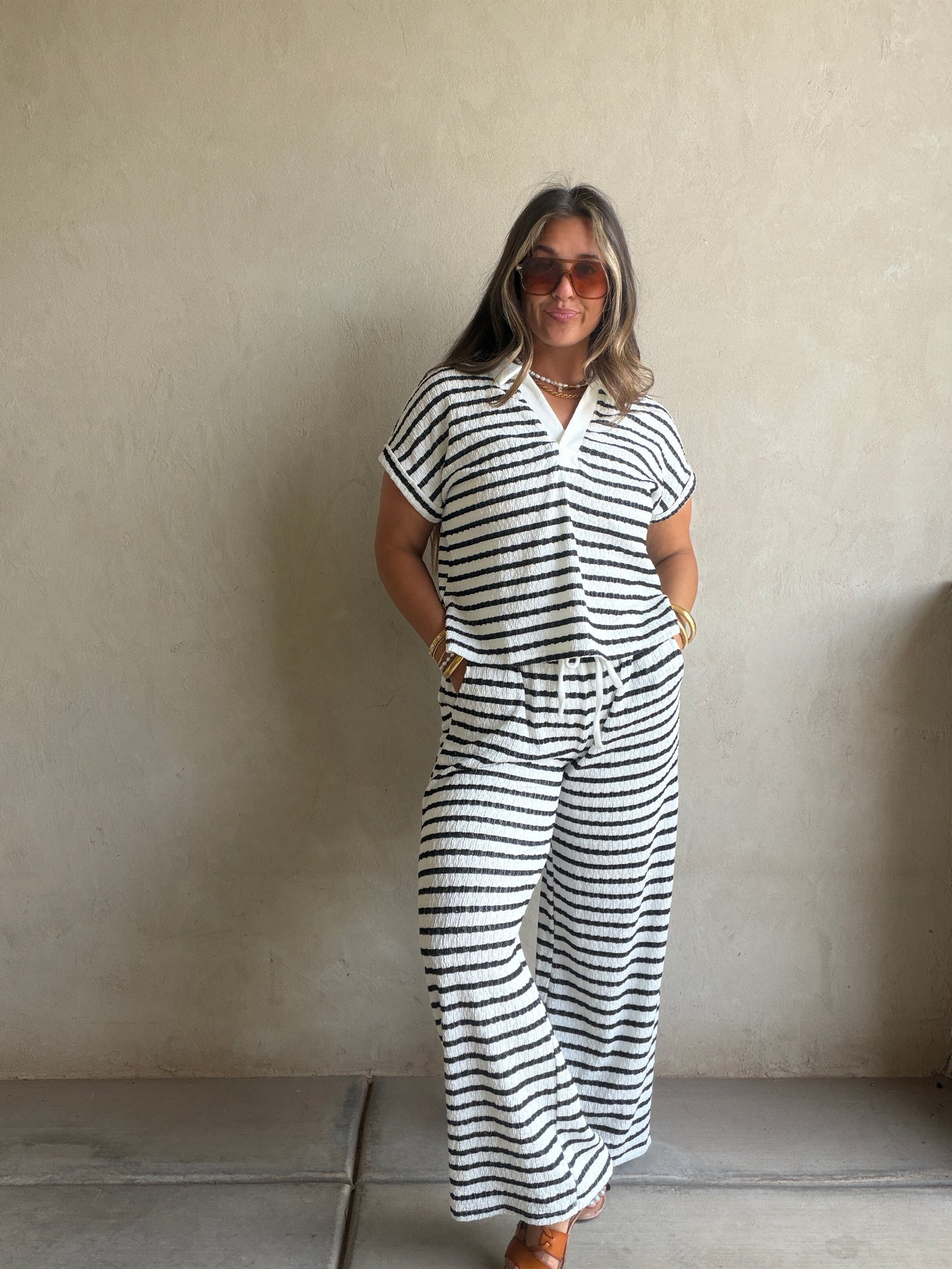 Annabelle Set in Black & White Stripe
