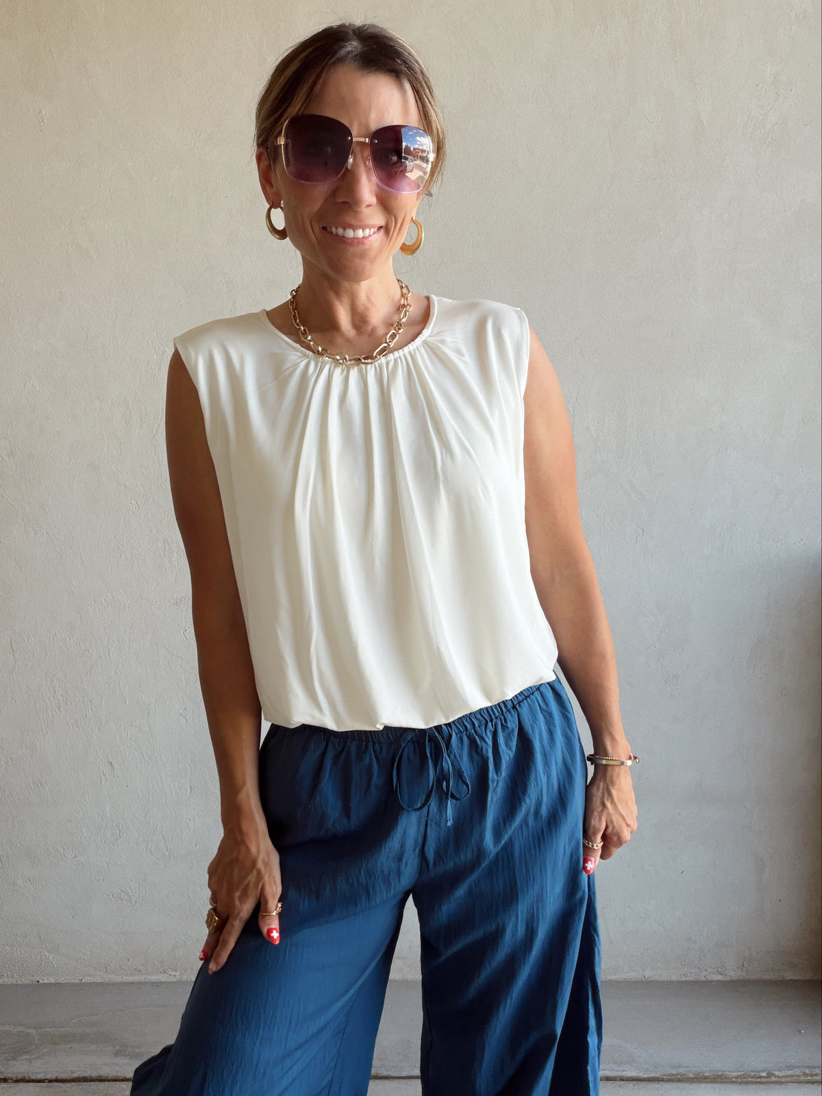 Wendy Double Lined Sleeveless Top in Ivory