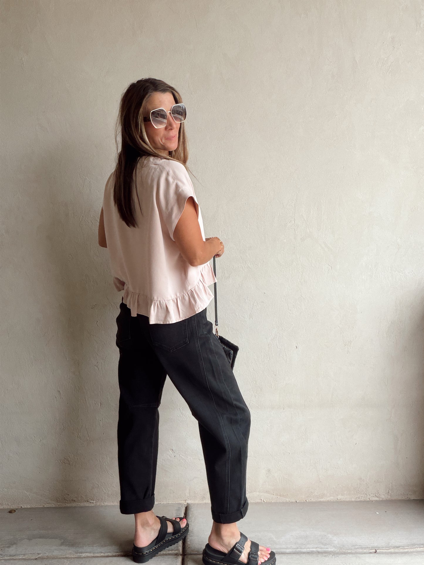 Denise Ruffle Top in Dusty Pink