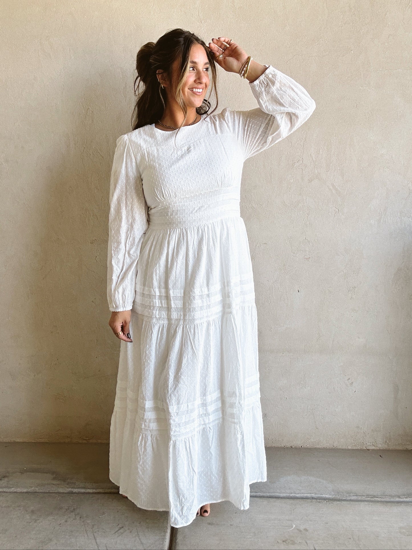 Margo Tiered Dress in White