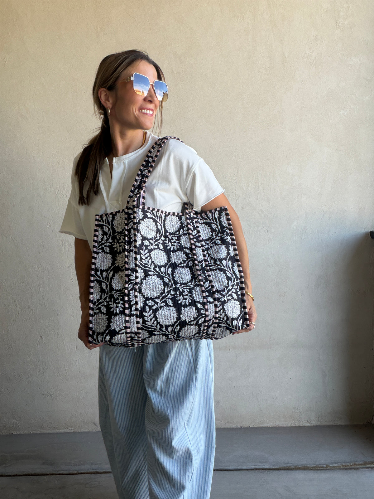 Mindee Quilted Bag – Black & White