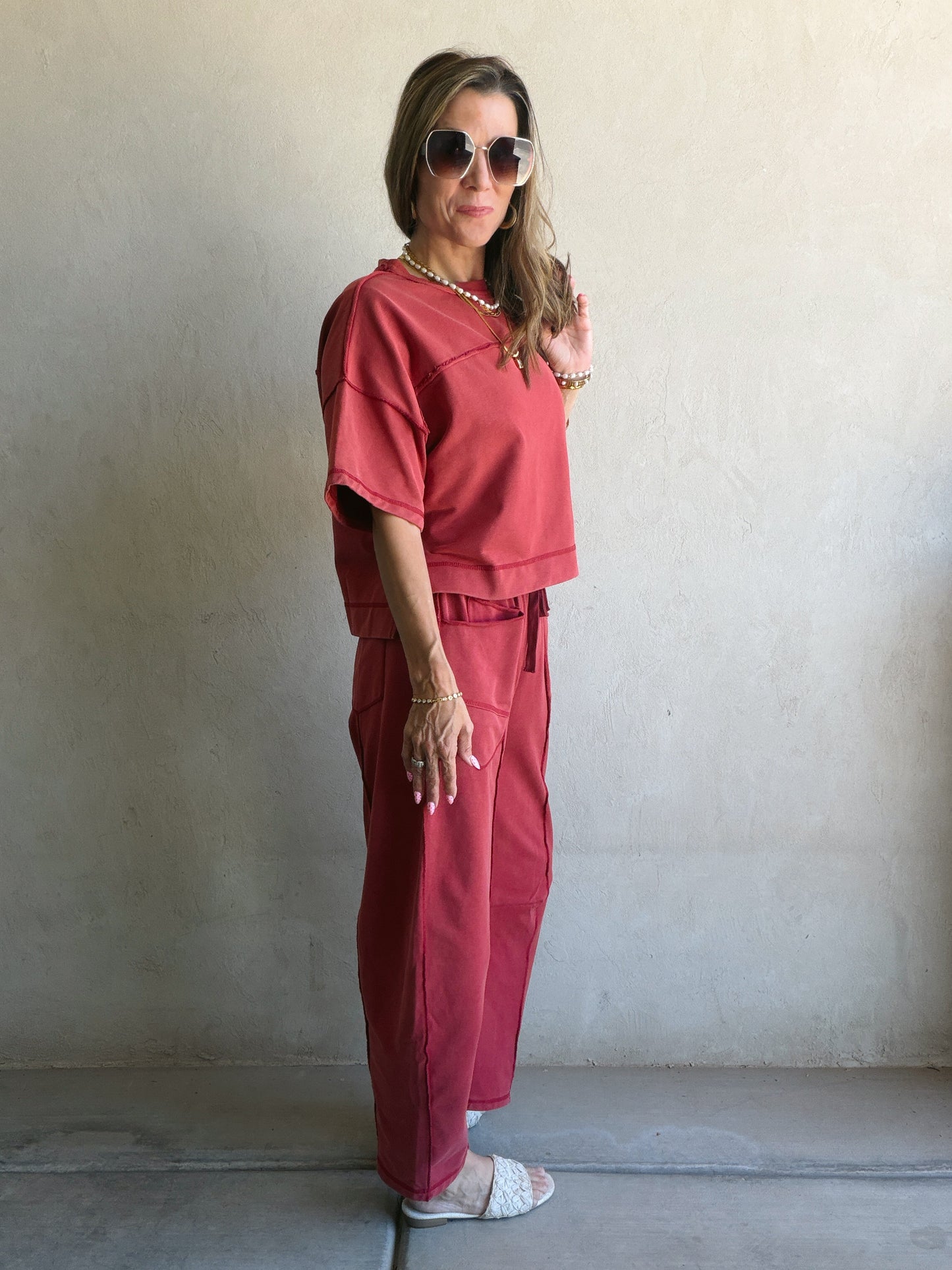 Clara Set in Mineral Washed Crimson Red