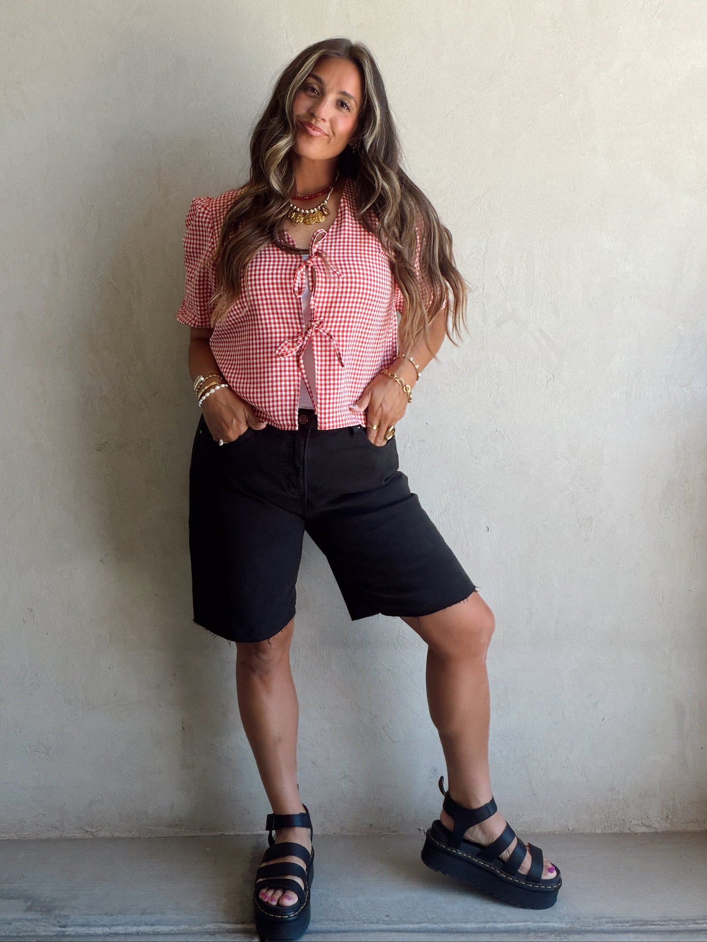 Emily Top in Red & White
