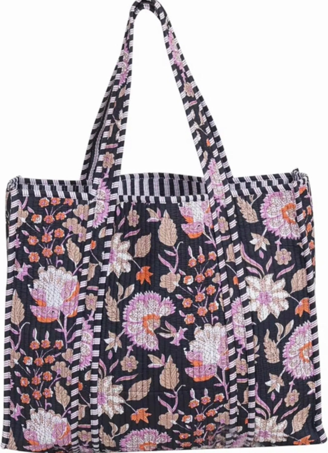 PREORDER | Mindee Quilted Bag – Black Rust Floral | Ships Mid-October