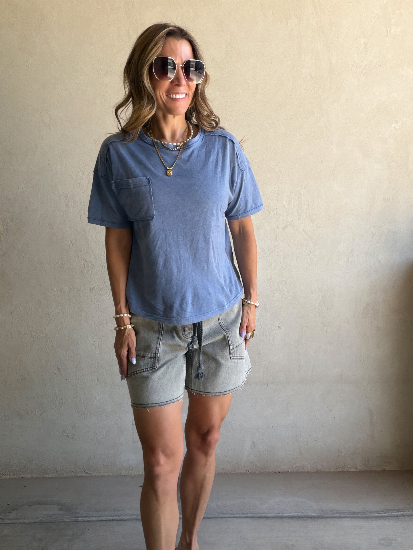 Kendra Barrel Shorts in Gray