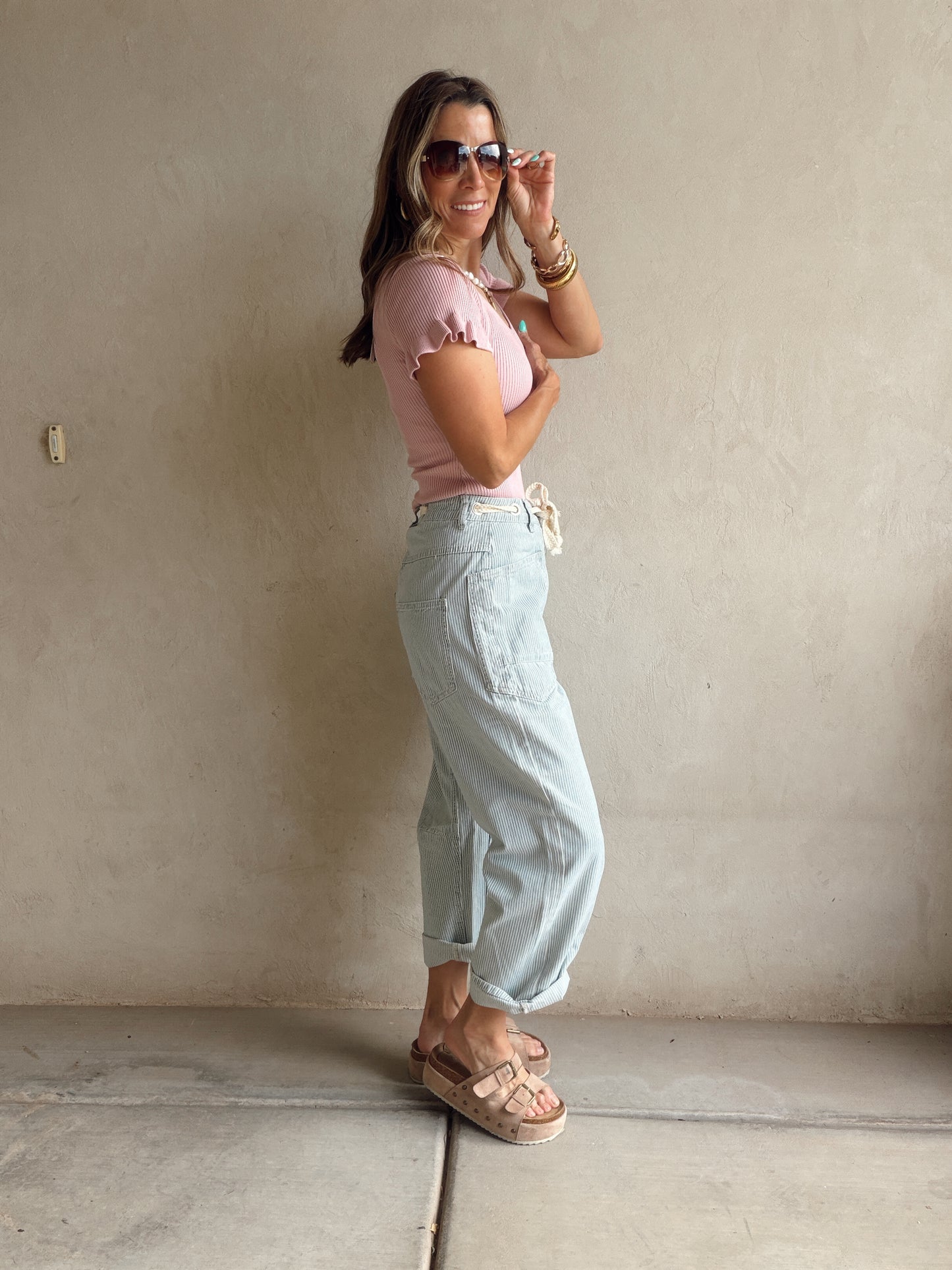 Rilee Ribbed Scoop Neck Top in Mauve
