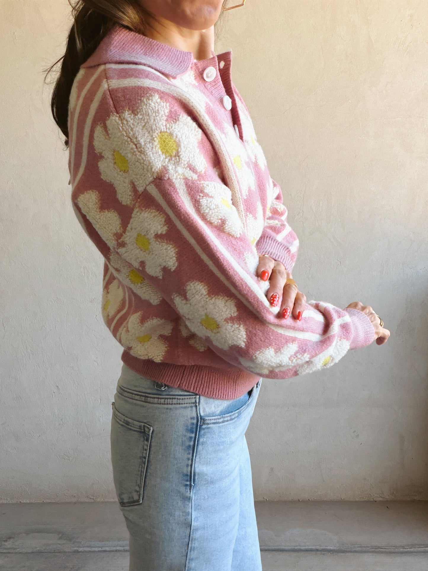 Shiloh Floral Sweater in Mauve