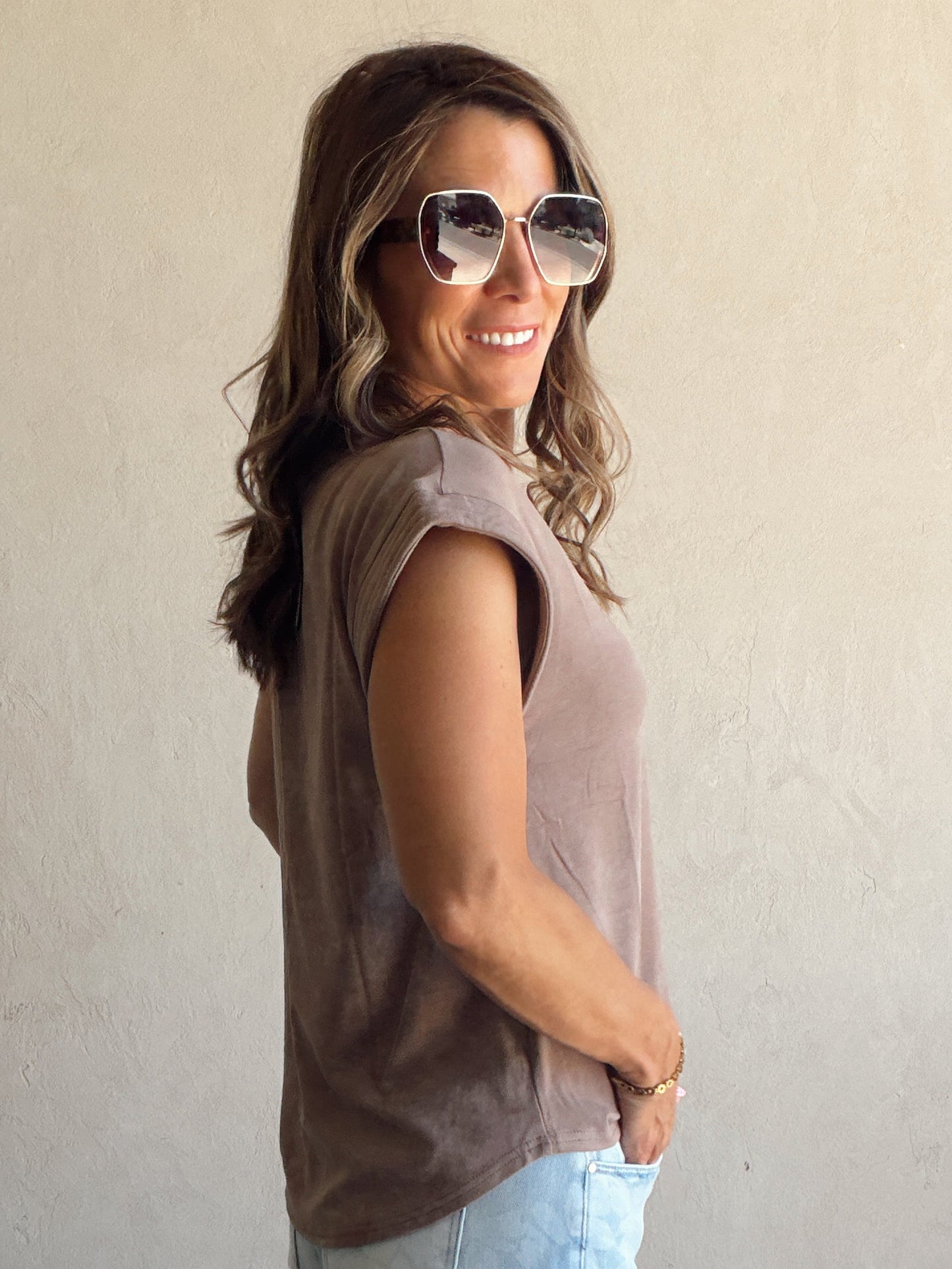 Liv Mineral Washed Top in Mocha