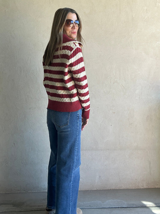 Harper Sweater in Burgundy & Oatmeal