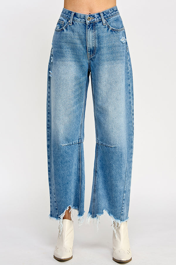 High Rise Slouchy Barrel Jeans in Dark Wash