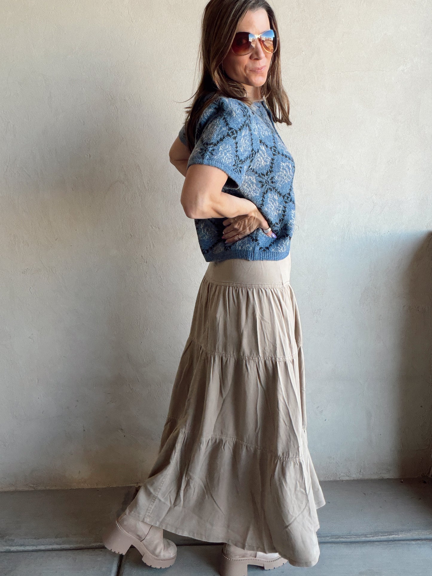 Bella Tiered Skirt in Taupe