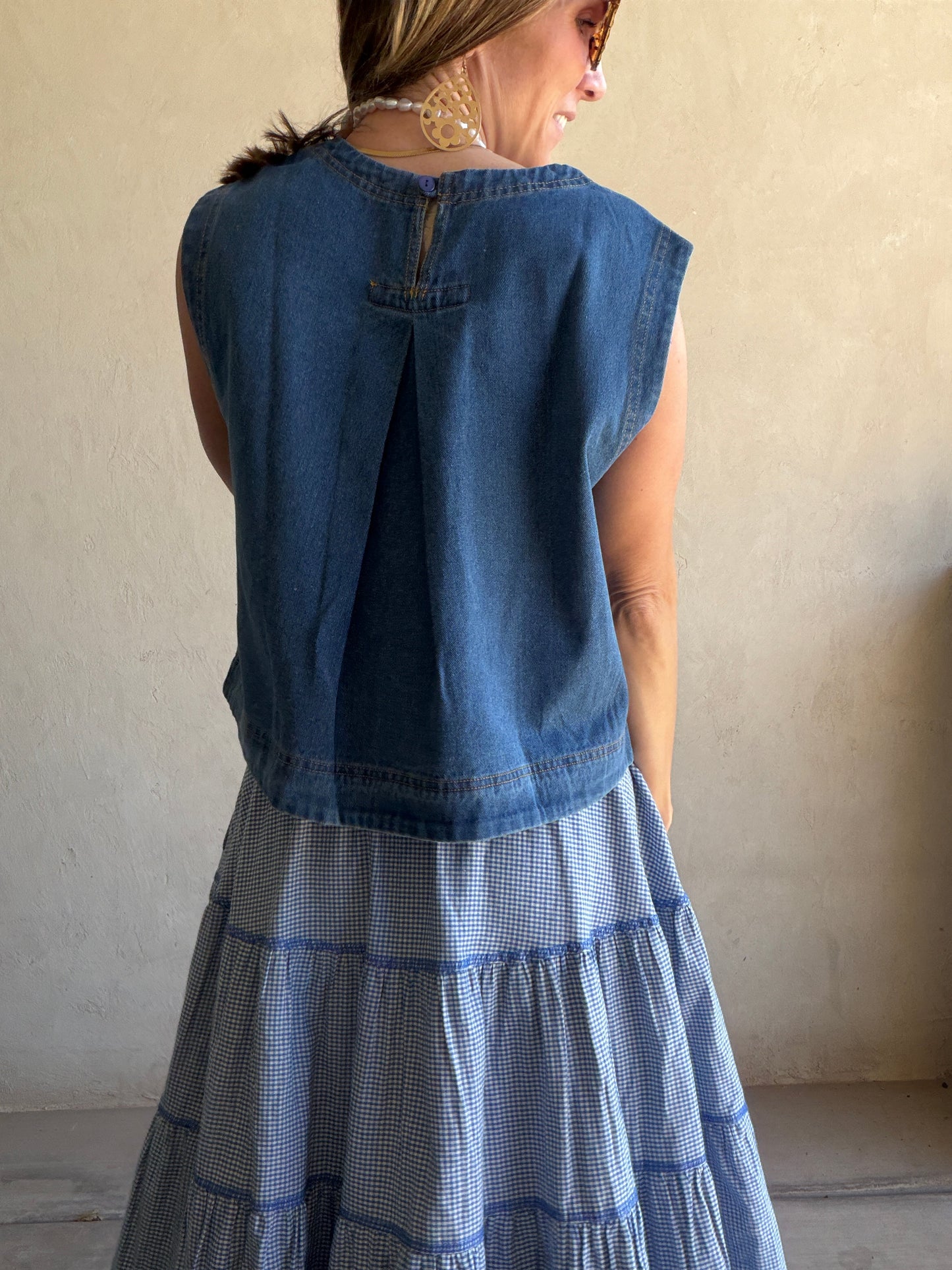 Ginny Sleeveless Top in Denim