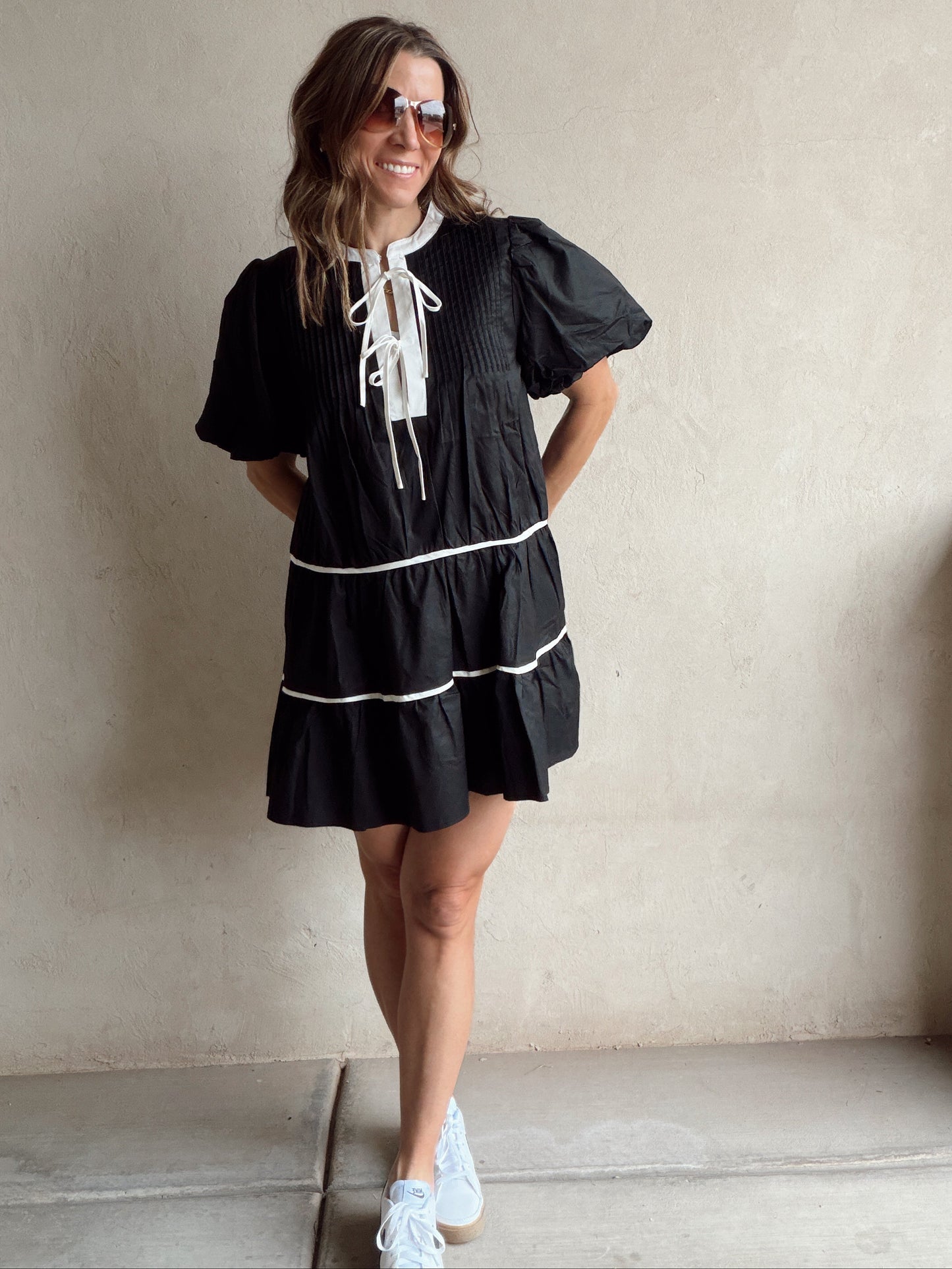 Piper Tiered Midi Dress in Black