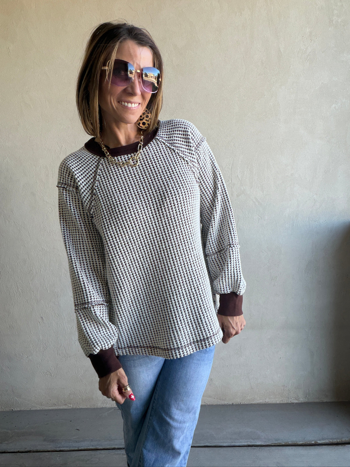 Adalyn Pullover in Chocolate & Ivory