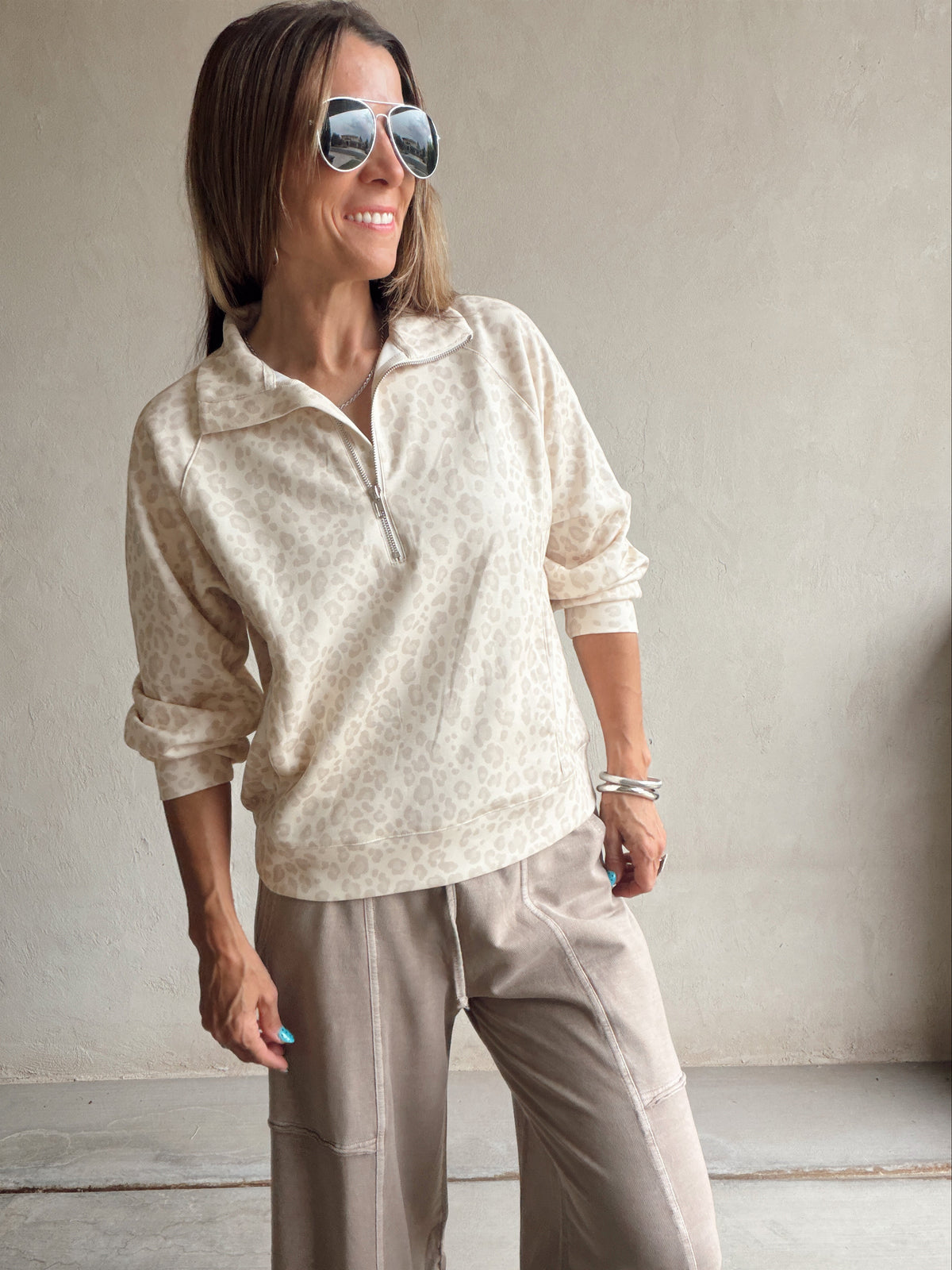 Randy Pullover in Cream Leopard