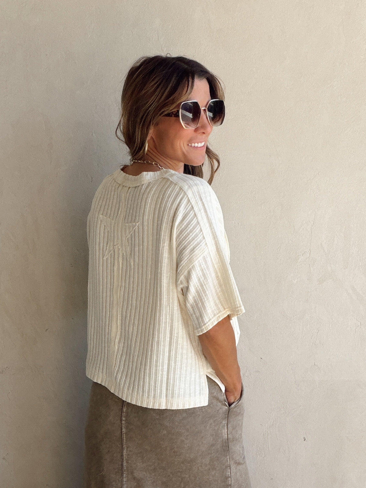 Evie Knit Top in Cream