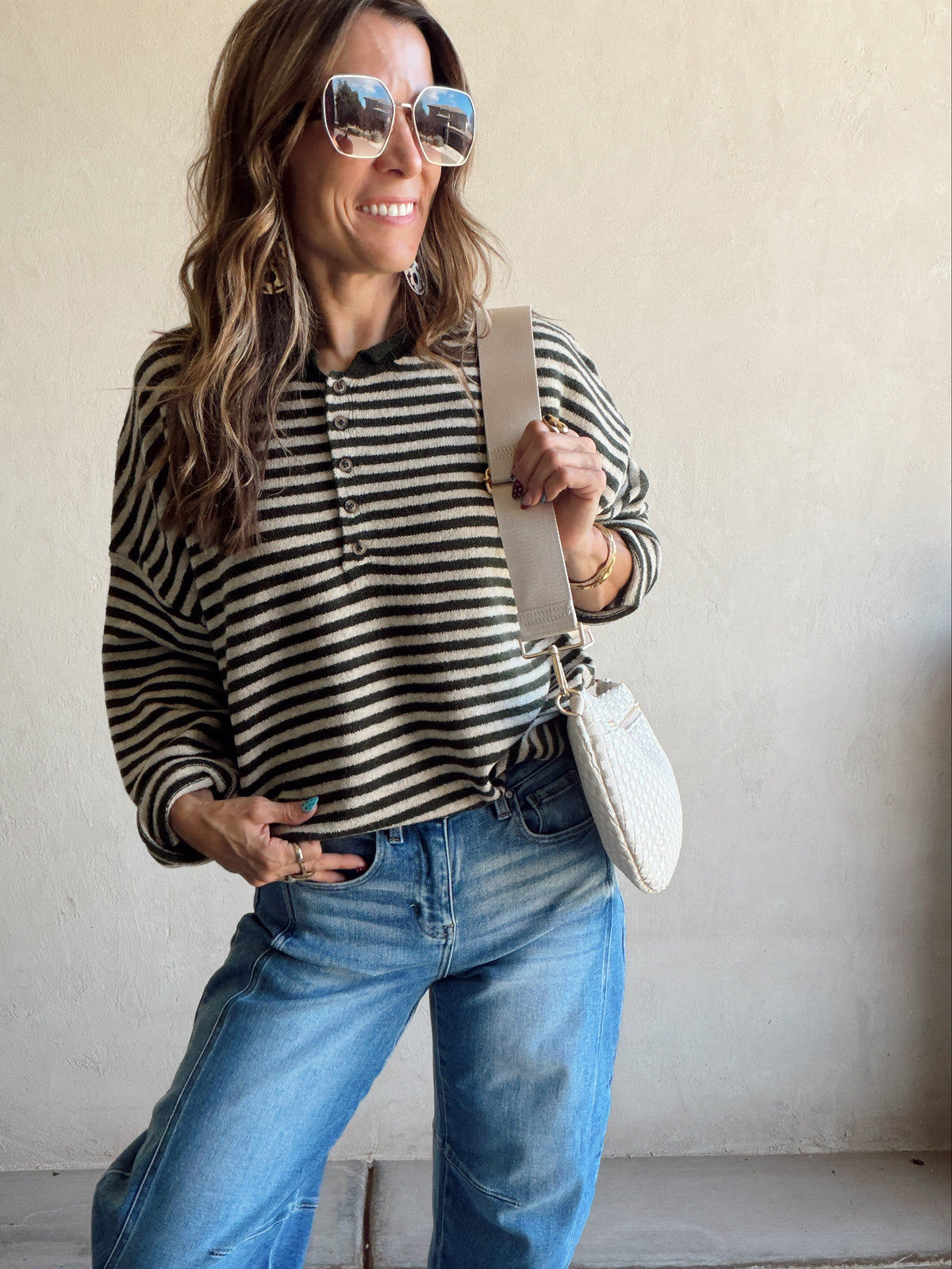 Hanna Henley Sweater in Olive