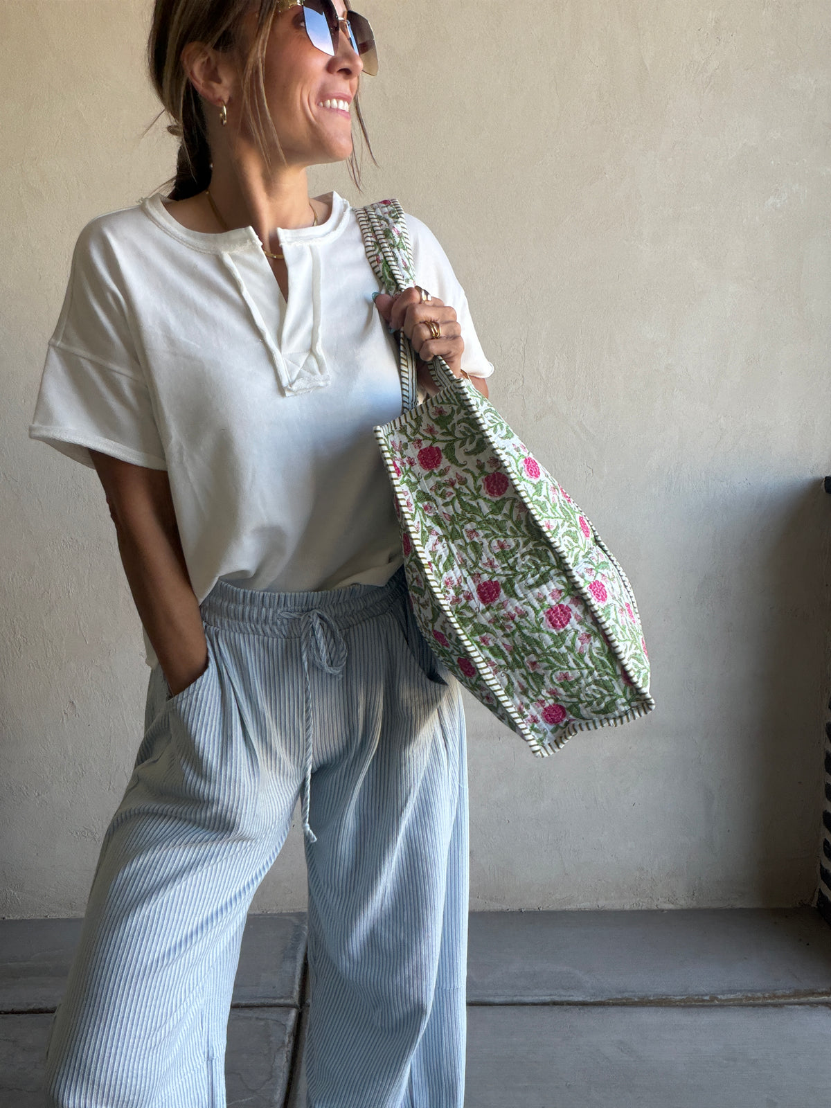 Mindee Quilted Bag – Green Leaf