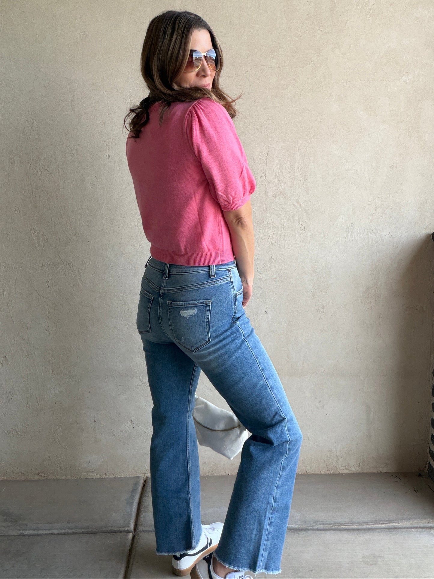 Emmie Button Down Sweater in Pink